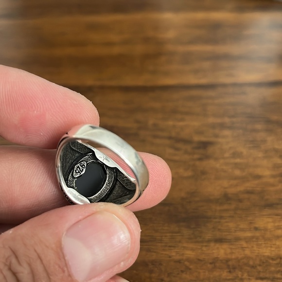 Ring men’s black onyx handmade size 10 new 925 - Picture 4 of 6